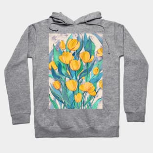 Blooming Golden Tulips in Gouache Hoodie